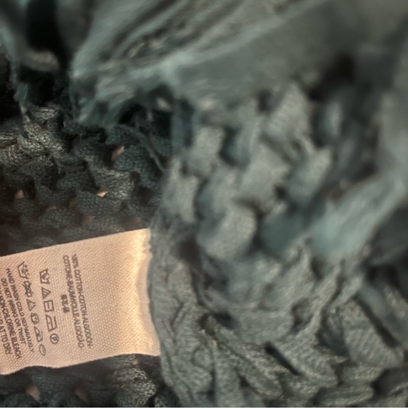 Free People Crochet Fringe Emerald Green Crop Sweater XS - Picture 8 of 15